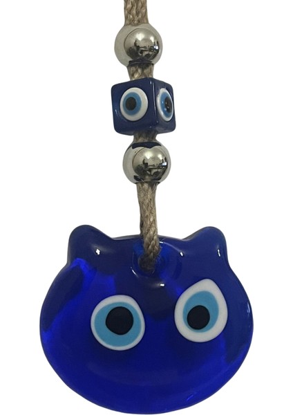Kedi Figürlü Cam Nazar Boncuğu – El Yapımı - Hediyelik Süs - Dekoratif fiyatları
