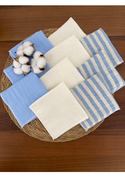 10'lu Müslin Bebek Ağız Mendili,ter Bezi %100 Pamuk 25X25 cm