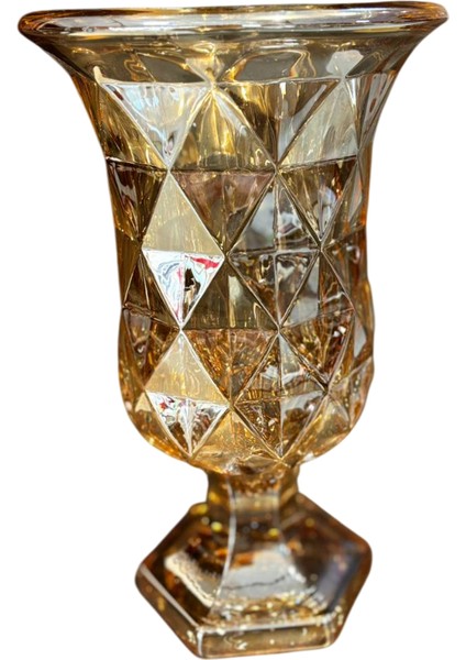 50 cm Gold Mozaik Desenli Cam Vazo – Lüks Dekoratif Salon ve Masa Aksesuarı