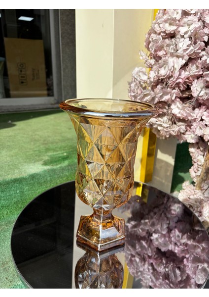 50 cm Gold Mozaik Desenli Cam Vazo – Lüks Dekoratif Salon ve Masa Aksesuarı fiyatları