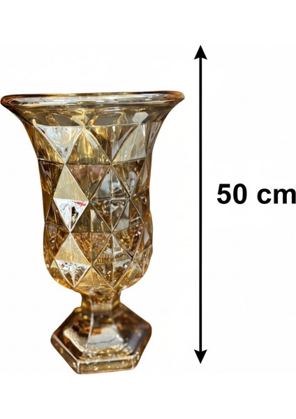 50 cm Gold Mozaik Desenli Cam Vazo – Lüks Dekoratif Salon ve Masa Aksesuarı modelleri