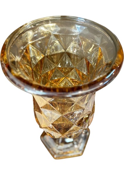 50 cm Gold Mozaik Desenli Cam Vazo – Lüks Dekoratif Salon ve Masa Aksesuarı