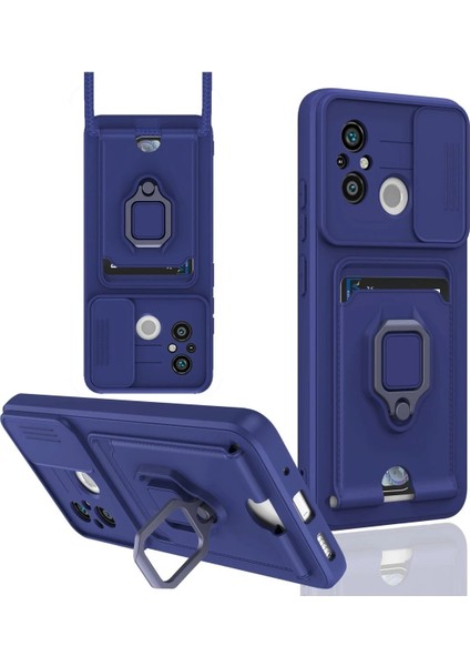 Xiaomi Redmi 12C Kılıf Zuma Kartvizitli Yüzüklü Silikon - LACIVERT-(5796) - I79H97N6-7A98VS