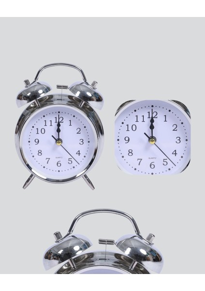 Dekoratif Yuvarlak Gümüş Sessiz Işıklı Masa Üstü Çalar Saat Alarmlı ve Şık Tasarım fiyatları