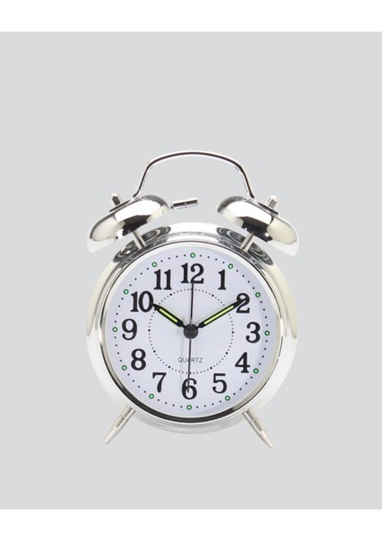 Dekoratif Yuvarlak Gümüş Sessiz Işıklı Masa Üstü Çalar Saat Alarmlı ve Şık Tasarım modelleri