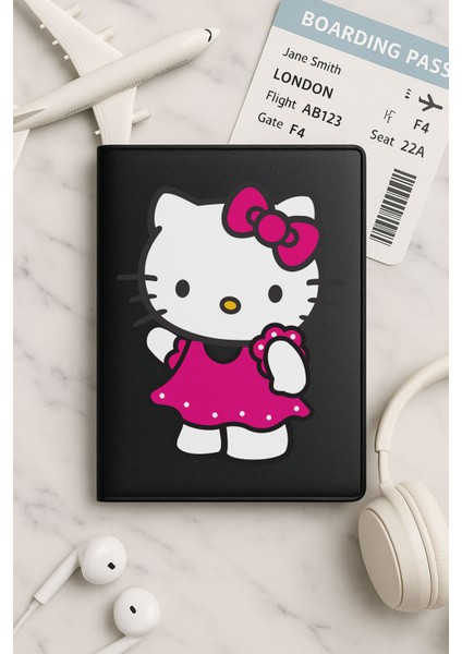 Tüm Ülke Pasaportları Için Siyah Vinleks Deri Pasaport Kılıfı Kabı KITTY9999