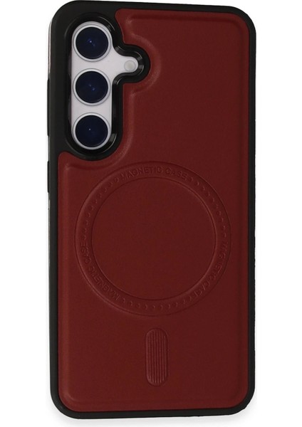 Samsung Galaxy S24 Kılıf Ozzi Magsafe Deri Kapak - KIRMIZI-(5796) - I45H82N0-8A70VS
