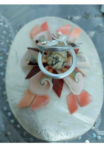 Desenli Halka Küpe 925 Ayar Gümüş