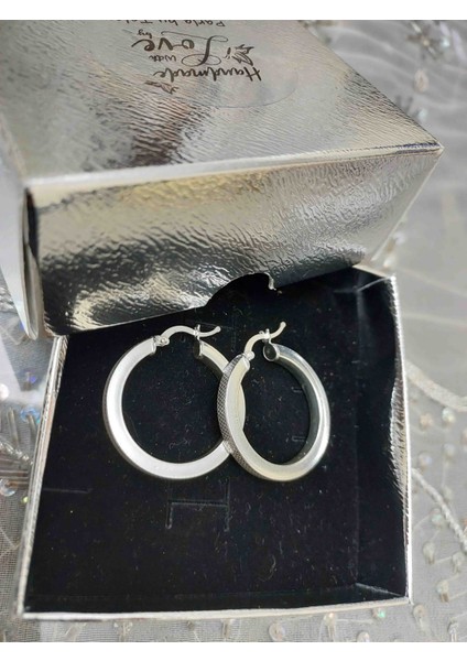 Desenli Halka Küpe 925 Ayar Gümüş fiyatları