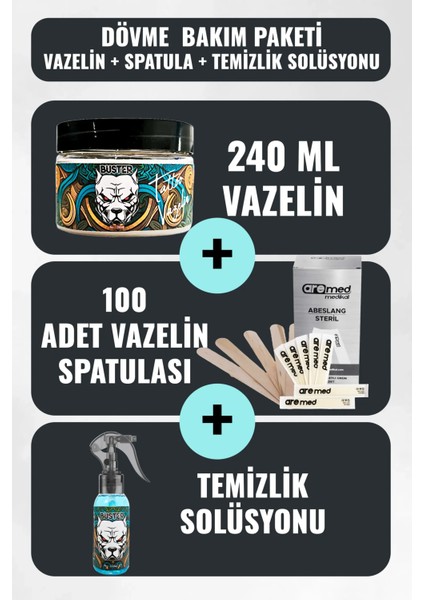 Vazelin, Abeslang Spatula ve Temizlik Solüsyonu - Profesyonel Dövme Temizlik Seti