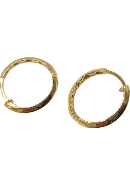 20MM Klasik Piramit Halka Küpe 14 Ayar Altın Hd Videolu