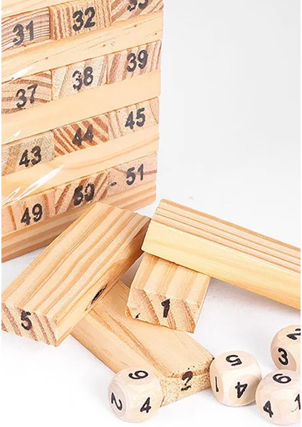 54 Parça Ahşap Jenga Oyunu Zeka Geliştirici Eğlenceli Kule Denge Oyunu