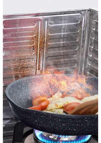 Ocak Arkası Yağ Koruyucu Alüminyum Levha Piknik Rüzgar Kesici Pratik 32,5*84 cm