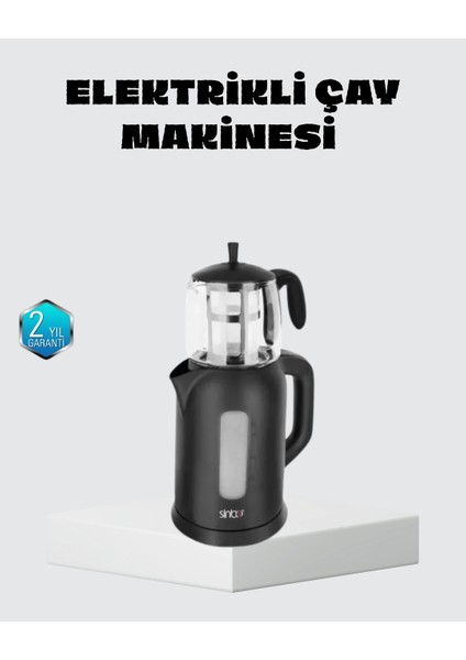 Sinbo Elektrikli Çay Makinesi 1.7 L Su Isıtıcı ve Cam Demlikli Güvenli Kullanım