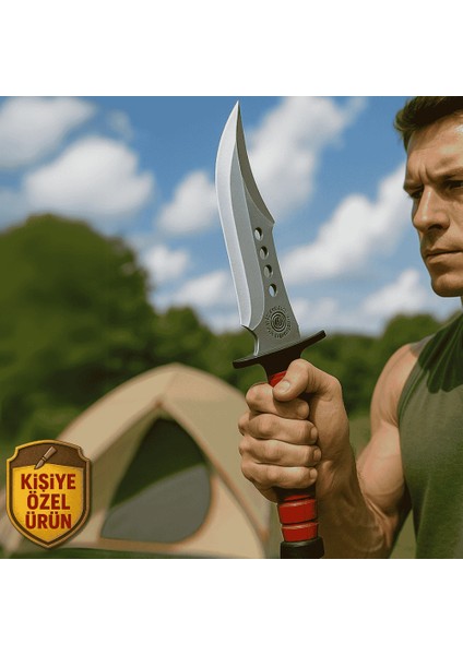 Kırmızı Polimer Saplı Isme Özel Yazılı CK75 / ST60 Kalite Paslanmaz Çelik Outdoor Bıçak fiyatları