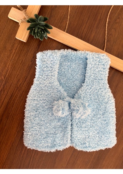 Kore Tarzı Kadife El Örgüsü Bebek Yelek