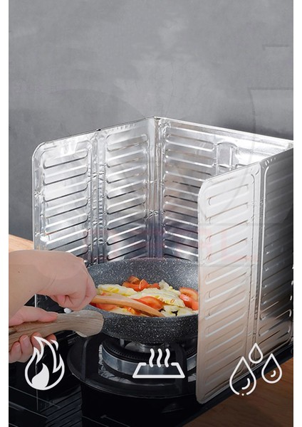 Ocak Arkası Yağ Koruyucu Alüminyum Levha Piknik Rüzgar Kesici Pratik 32,5*84 cm fırsatları