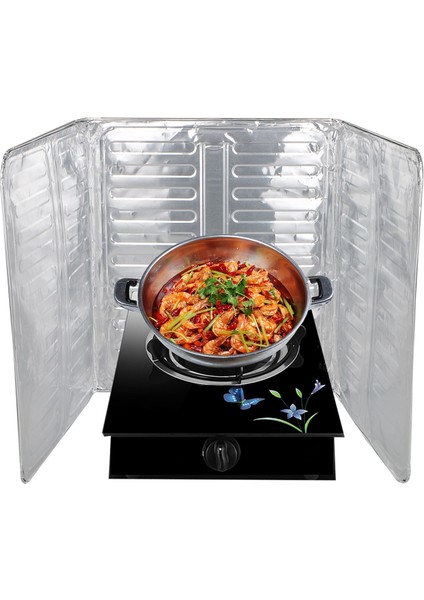 Ocak Arkası Yağ Koruyucu Alüminyum Levha Piknik Rüzgar Kesici Pratik 32,5*84 cm