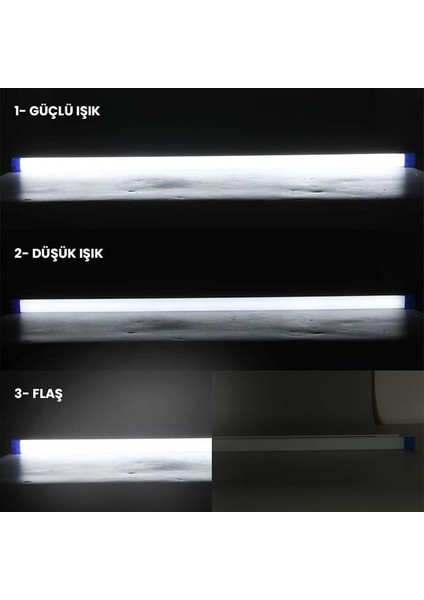 Powermaster T570 70CM 100W Çubuk Portatif LED Işıldak Şarjlı Tüp Lamba 1800MAH fiyatları