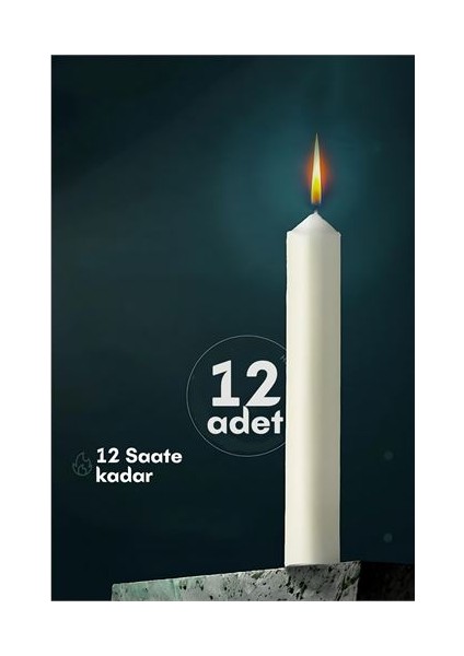 Klasik Mum 12 Adet - Kokusuz Mum