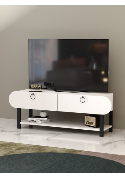 Tv Sehpası Tv Ünitesi Kapaklı Raflı Setro Beyaz fırsatları