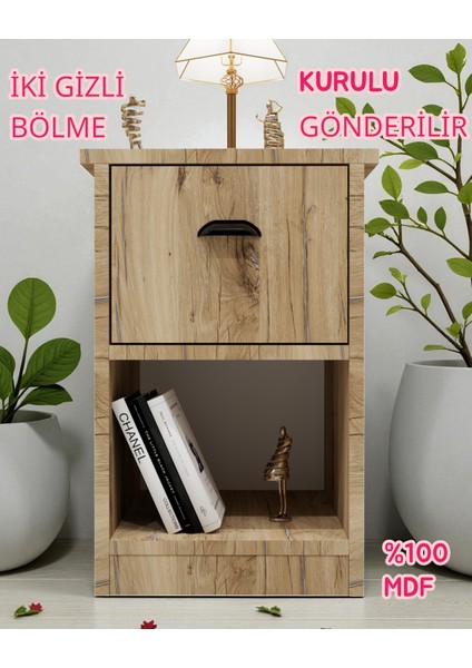 Iki Gizli Bölmeli Mdf Komodin,kurulu Gönderilir,montaja Gerek Yok