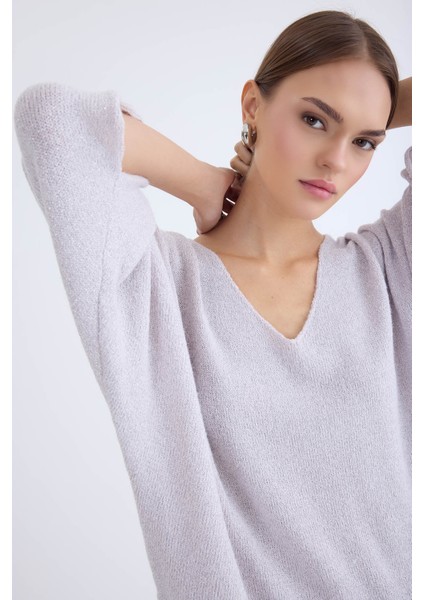 V Yaka Yarım Kol Simli Salaş Bluz fiyatları