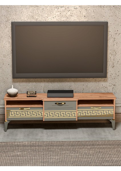 Tv Sehpası Tv Ünitesi 160 cm Atlantik Çam Gold Mistral 5070