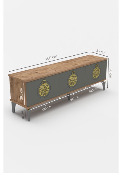 Tv Sehpası Tv Ünitesi Atlantik Çam Antrasit Gold 160 cm Saraylı 5060 fiyatları
