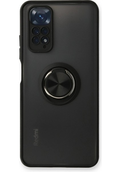 Xiaomi Redmi Note 11 Kılıf Montreal Yüzüklü Silikon Kapak - SIYAH-(5796) - I81H07N5-9A33VS