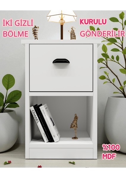 Iki Gizli Bölmeli Mdf Komodin,kurulu Gönderilir,montaja Gerek Yok