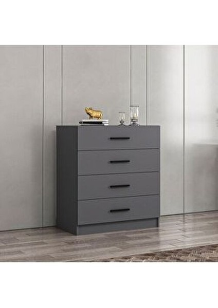 D4002-KALE Antrasit Tv Çekmece Modülü Yüksek Kalite Melamin 90 cm Genişlik
