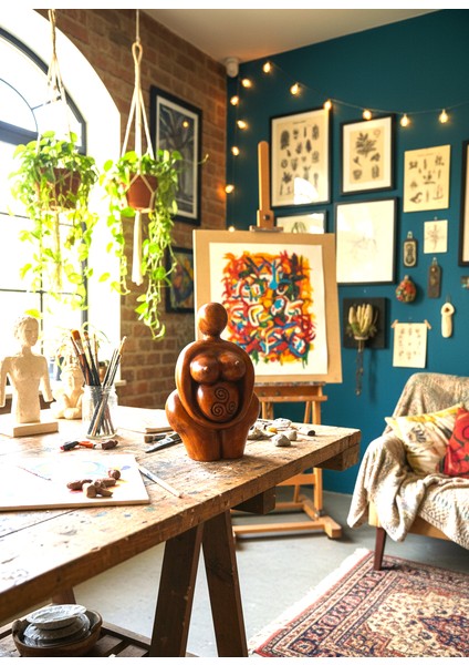 Umay Ana Tanrıçası Ahşap El Oyması Sanatsal Dekoratif