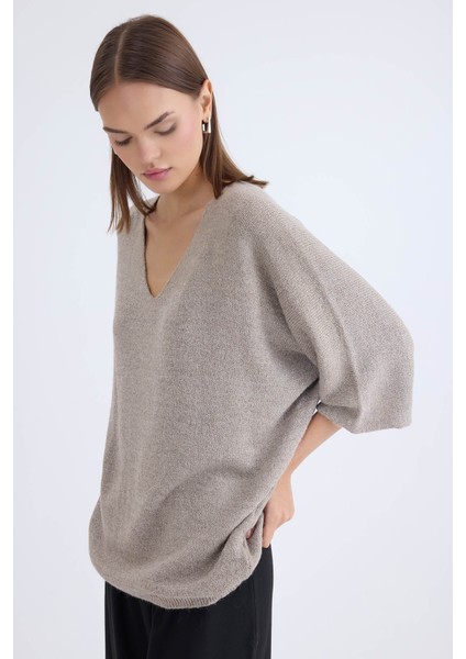 V Yaka Yarım Kol Simli Salaş Bluz fırsatları