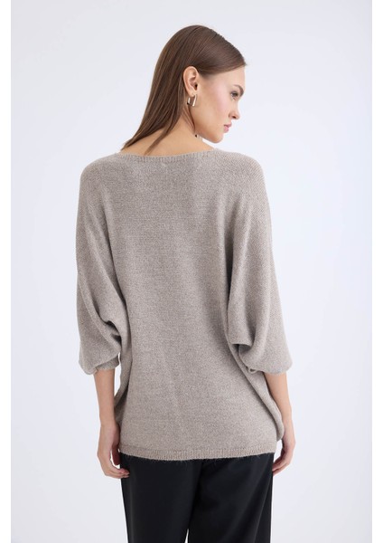 V Yaka Yarım Kol Simli Salaş Bluz