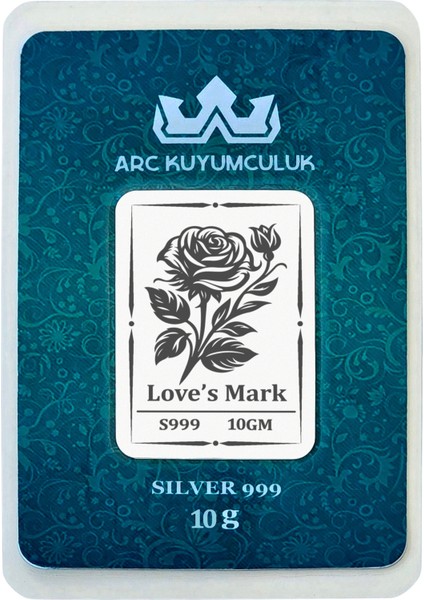Aşk Gülü Temalı 999 Ayar Gümüşten Üretilmiş Hediyeye Özel 10 Gram Gümüş Külçesi-715