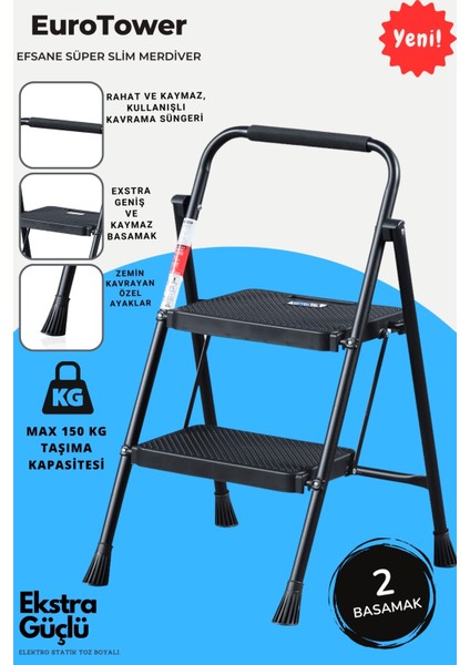 2 Basamak Siyah Merdiven Geniş Basamaklı Eurotower, Et2