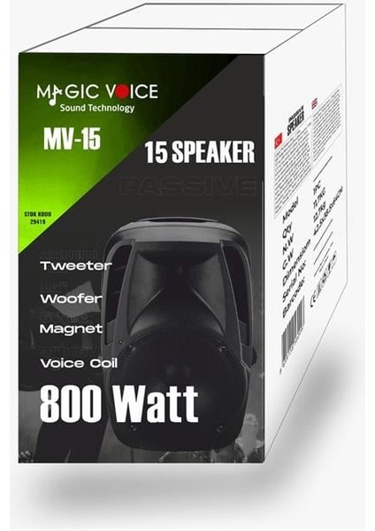 Magicvoice Mv-15 800 Watt 15'' 2-Yollu Pasif Kabin Hoparlör fırsatları