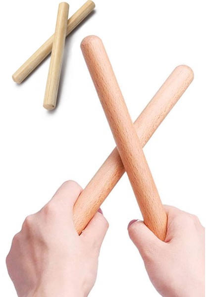 1 Çift Ahşap Ritim Çubuğu Çocuğunuzu Melodi Ile Tanıştırın Eğlenceli Sağlığa Zararsız Ritim Çubuk