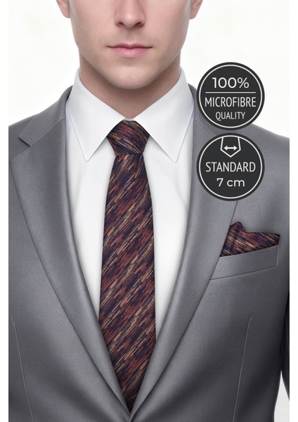 Çizgili Turuncu Kravat & Mendil fiyatları