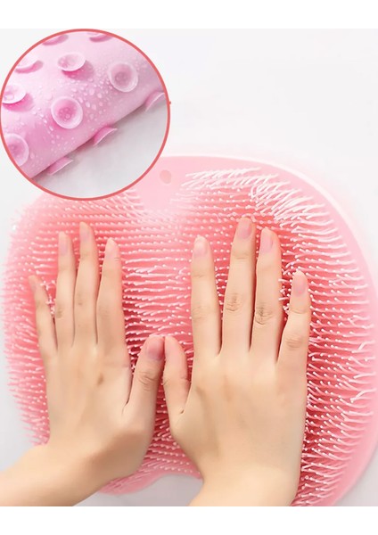 Vantuzlu Banyo Sırt Fırçası ve Masaj Matı Portatif Sırt Kesesi