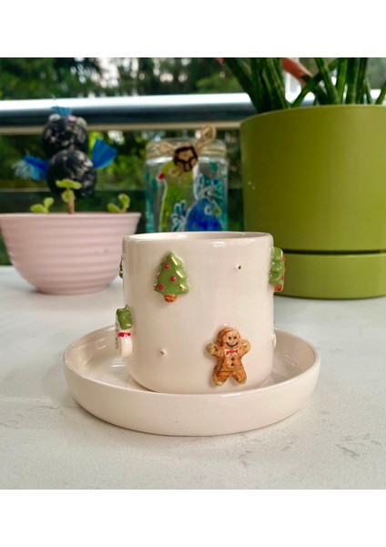 El Yapımı Seramik Gerçek 24K Altın Dekorlu Yılbaşı Temalı Türk Kahvesi Fincanı fiyatları