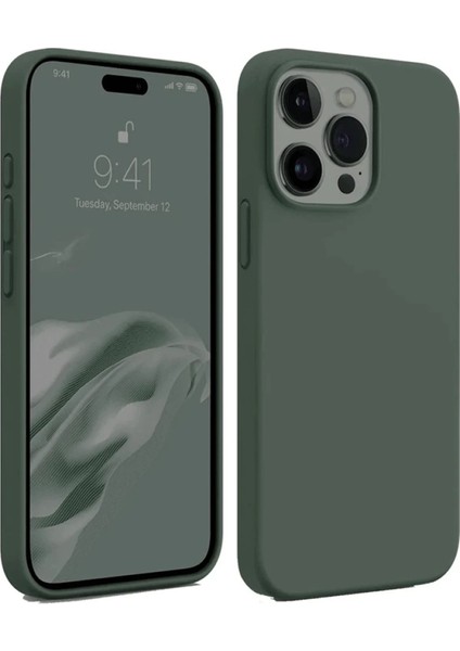 iPhone 15 Pro Max Kılıf First Silikon - Koyu YEŞIL-(5796) - I40H75N7-5A95VS