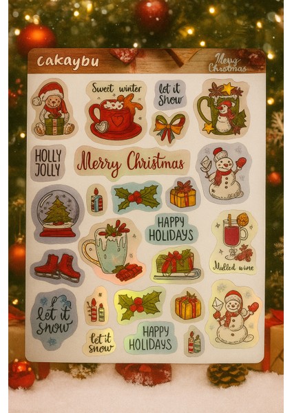 Christmas Sticker Seti – Yılbaşı Temalı Noel Sticker Sayfası | – Tatlı Kış Çıkartmaları