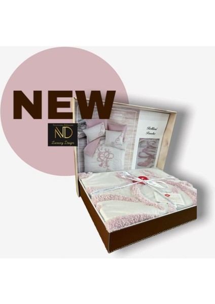 Cotton Box Puff Nakışlı Ranforce Çift Kişilik Anneler Günü Nevresim Takımı Bellini Pembe modelleri
