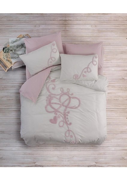 Cotton Box Puff Nakışlı Ranforce Çift Kişilik Anneler Günü Nevresim Takımı Bellini Pembe indirimleri