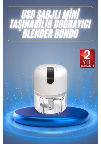 Mini El Rondosu Şarjlı Doğrayıcı Taşınabilir Rondo Blender 250 ml