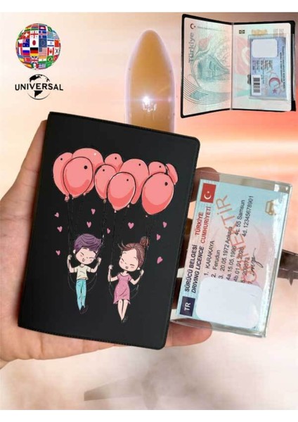 Masum Aşk Desenli Deri Pasaport Kılıfı Kabı Tüm Ülke Pasaportlarına Uygun