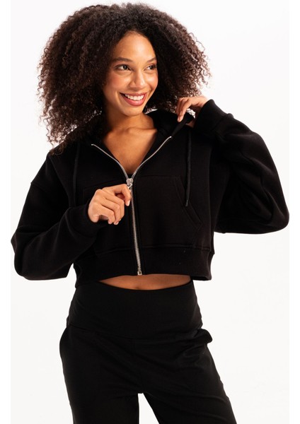 Crop Kapüşonlu Sweatshirt