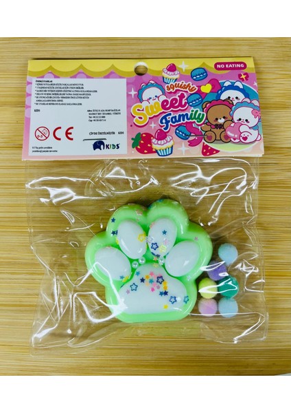 Yeşil Pati Şeklinde Squishy Oyuncak | Yumuşak Stres Giderici Tatlı Sweet Family Serisi fiyatları
